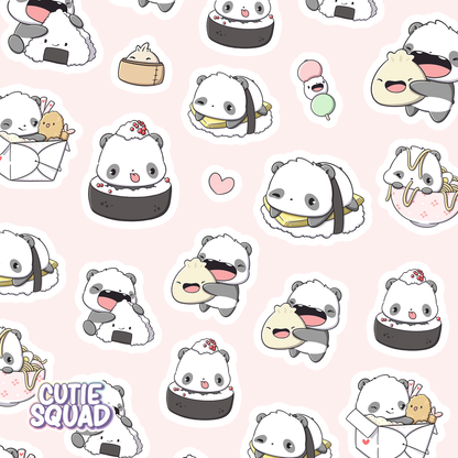 Planches d'autocollants Panda Sushis