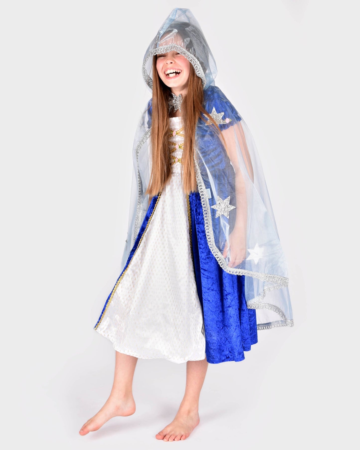 Organza bleu Cape Princess 98-128 cl 3-8 ans