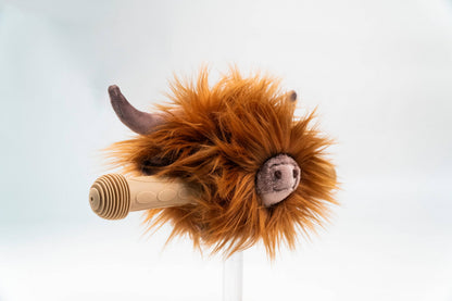 Accessoire tête de vache Highland pour guidon de vélo ou trottinette enfant - Wild & Soft