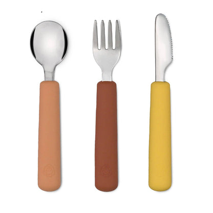 Set de couverts fourchette/cuillère/couteau - camel et châtaigne
