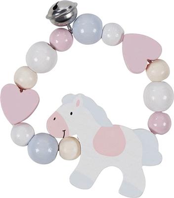 Goki Baby Hochet: CHEVAL diam.9cm, avec élastique, bois