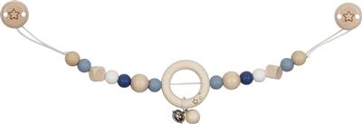 Goki Baby Hochet pour Landau: COEUR bleu L40cm, avec clips, en bois et silicone