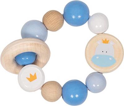 Goki Baby Hochet: HIPPO diam.8,5cm, avec élastique, bois, en boîte fenêtre