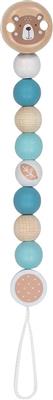 Goki Baby Accroche Tétine: OURS L21cm, turquoise, bois