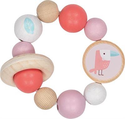 Goki Baby Hochet: OISEAU des ÎLES diam.9cm, avec élastique, bois, en boîte fenêtre