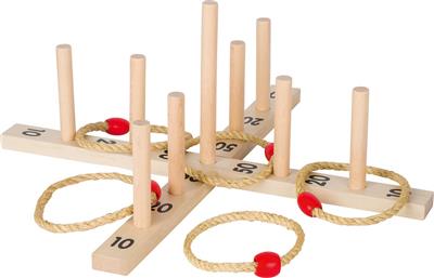 JEU D'ANNEAUX 56x56cm, avec 5 anneaux sisal, en sac en toile, 3+