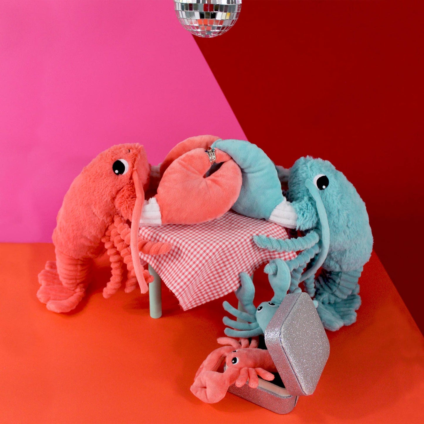 Peluche Ptipotos Maman et Bébé Homard - Bleu Aqua