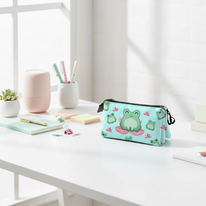 Trousse Triple Oh My Pop! « Froggy » – Turquoise