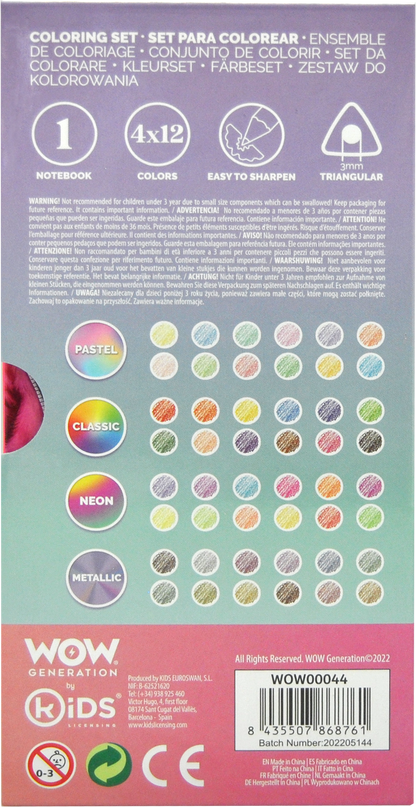 Coffret de coloriage WOW Generation avec 48 crayons et carnet