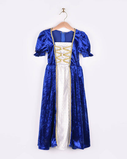 Robe de princesse bleue en velours 110-116 cl 4-6 ans