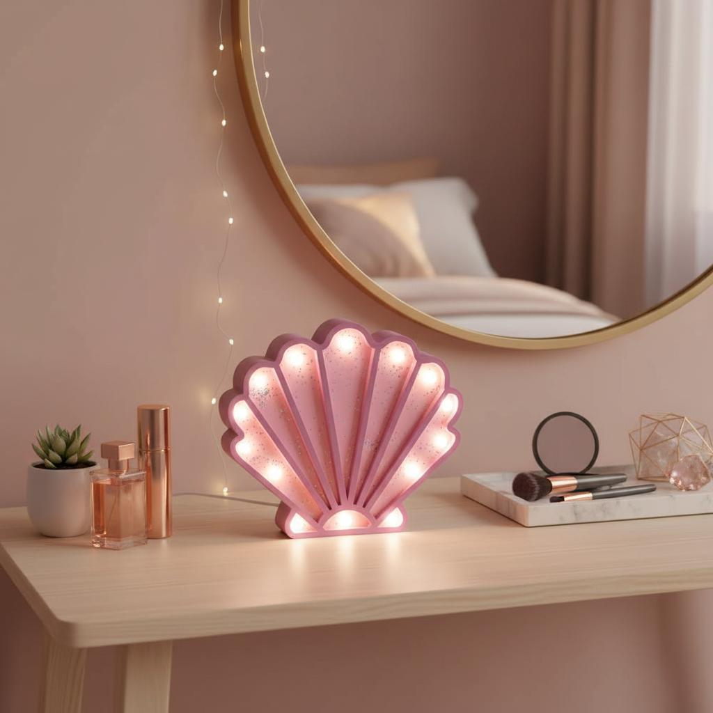 Figurines Lumineuses en Bois Sirène & Coquillage