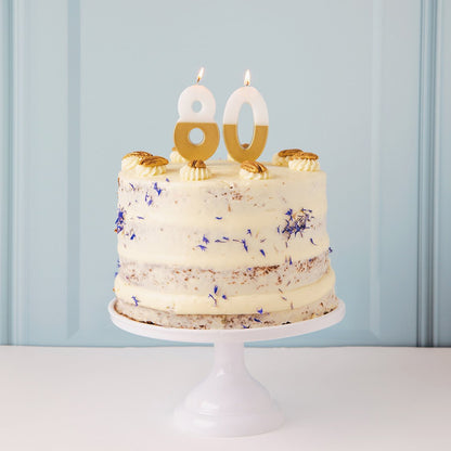 White & Gold Birthday Number Candle - 8