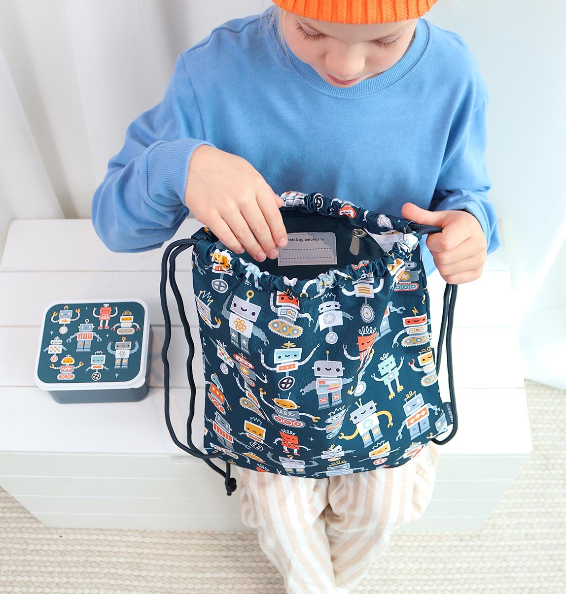 Sac à cordons enfant - Robots – vue 7 – A Little Lovely Company