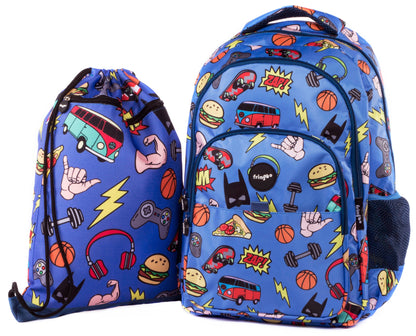 Sac à dos scolaire enfant multicompartiment – Doodles garçon