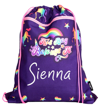 Sac à cordon – violet licornes