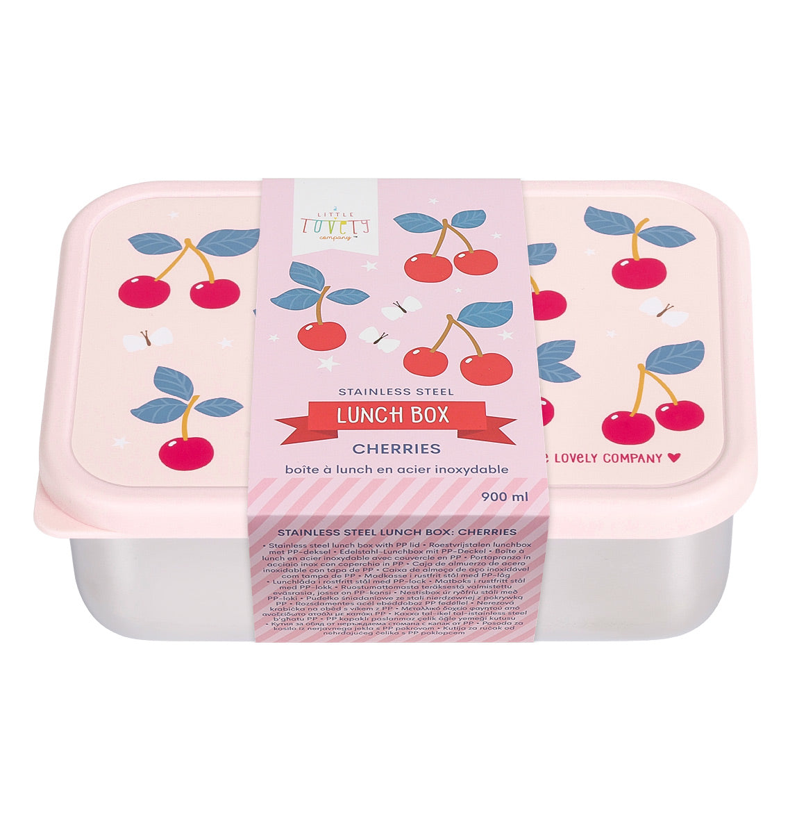 Boîte à déjeuner en inox - Cerises – vue 6 – A Little Lovely Company