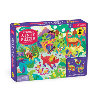 pizzasaurus 60 piece scratch sniff puzzle mudpuppy