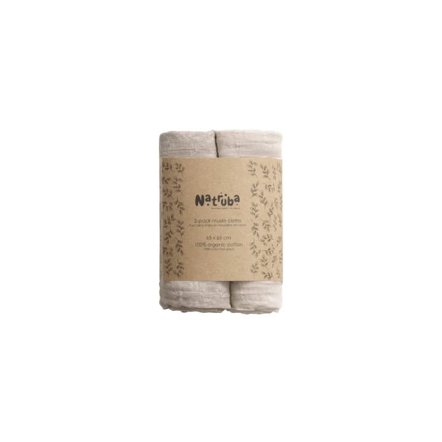 Lot de 2 langes en mousseline de coton bio Crème - Natruba