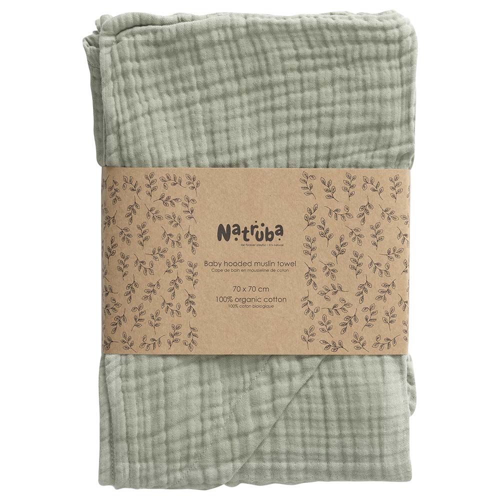 Sortie de bain bébé en mousseline bio Vert - Natruba