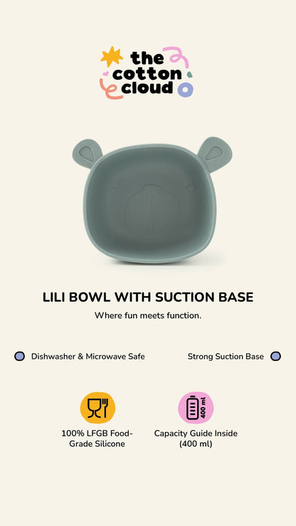 Bol à manger Lili l'Ours Silicone Prune