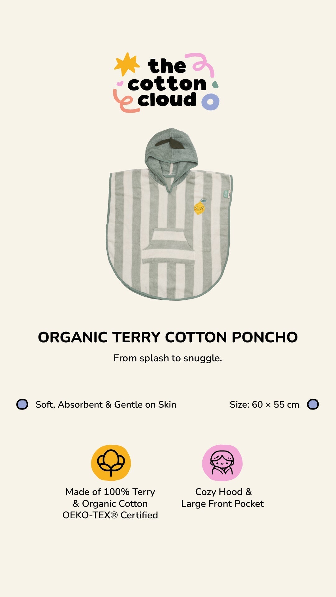 Poncho à capuche Mandy Mandarin