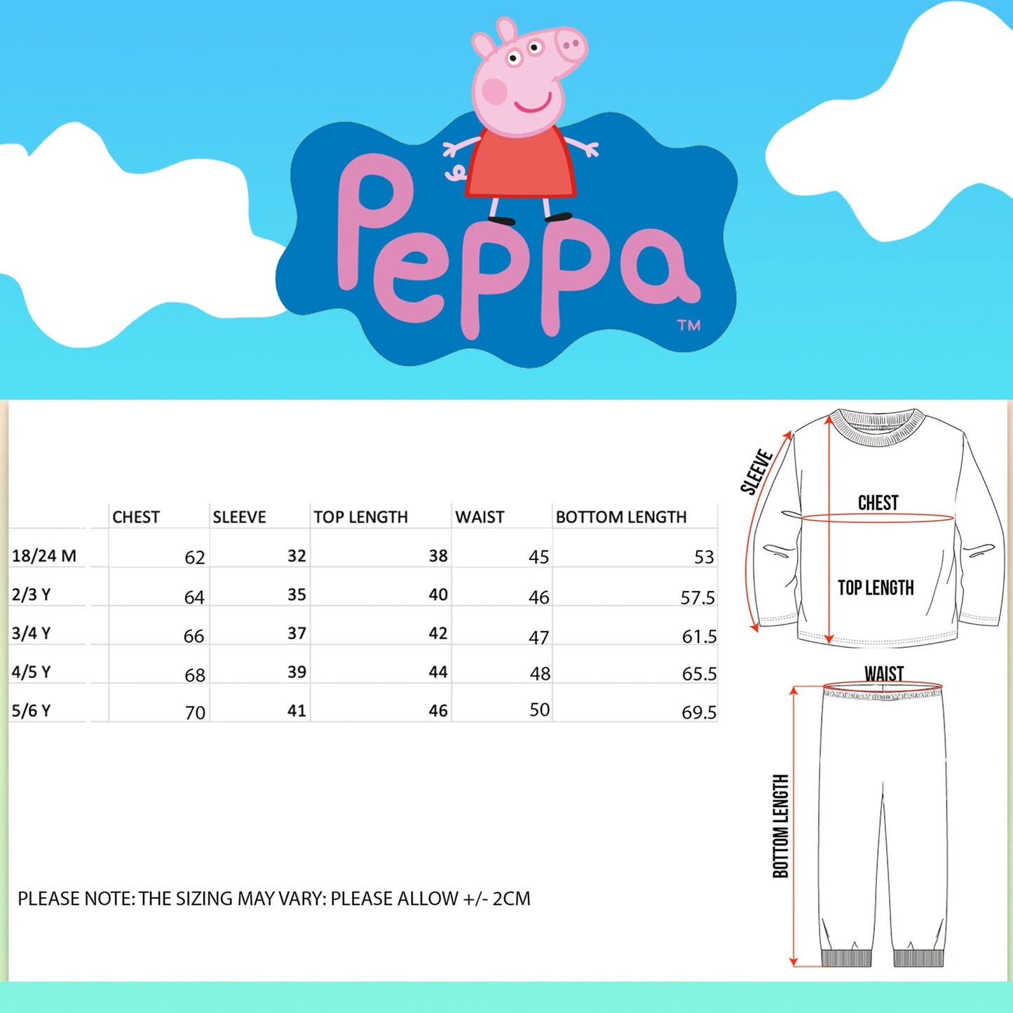 Pyjama – Peppa Pig Initial