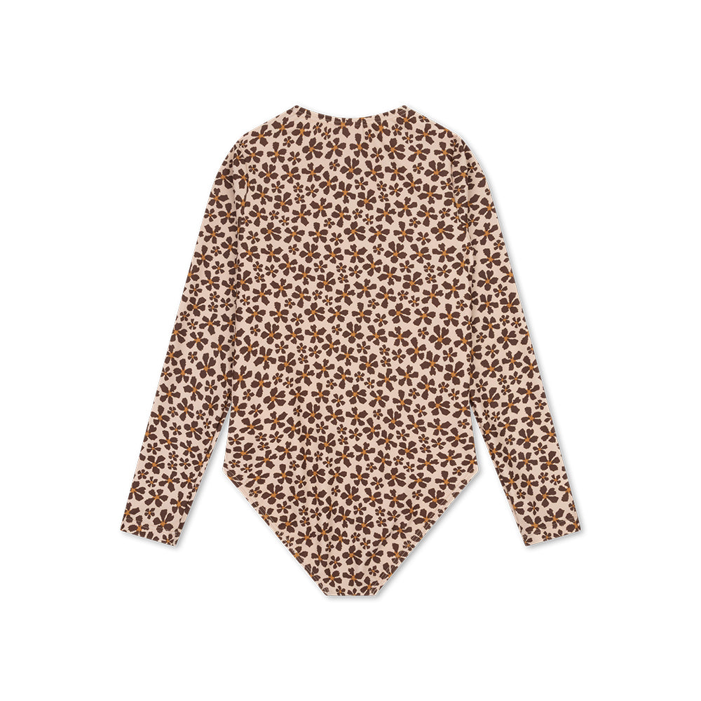 UV Swimsuit Girls With Long Sleeves - Orange - Wild Flower