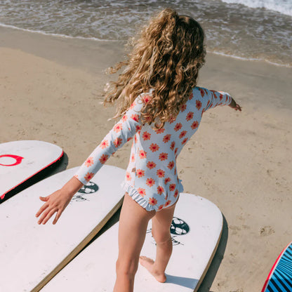 UV Swimsuit Girls With Sleeves - Multicolor - Floral Love