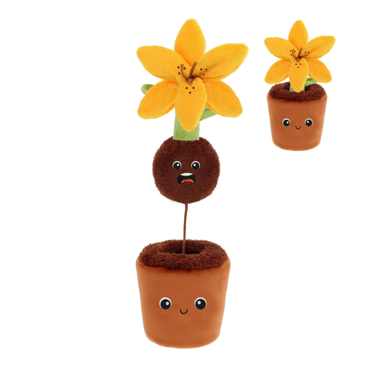 Peluche botanique Keeleco lys jaune en pot, 25 cm