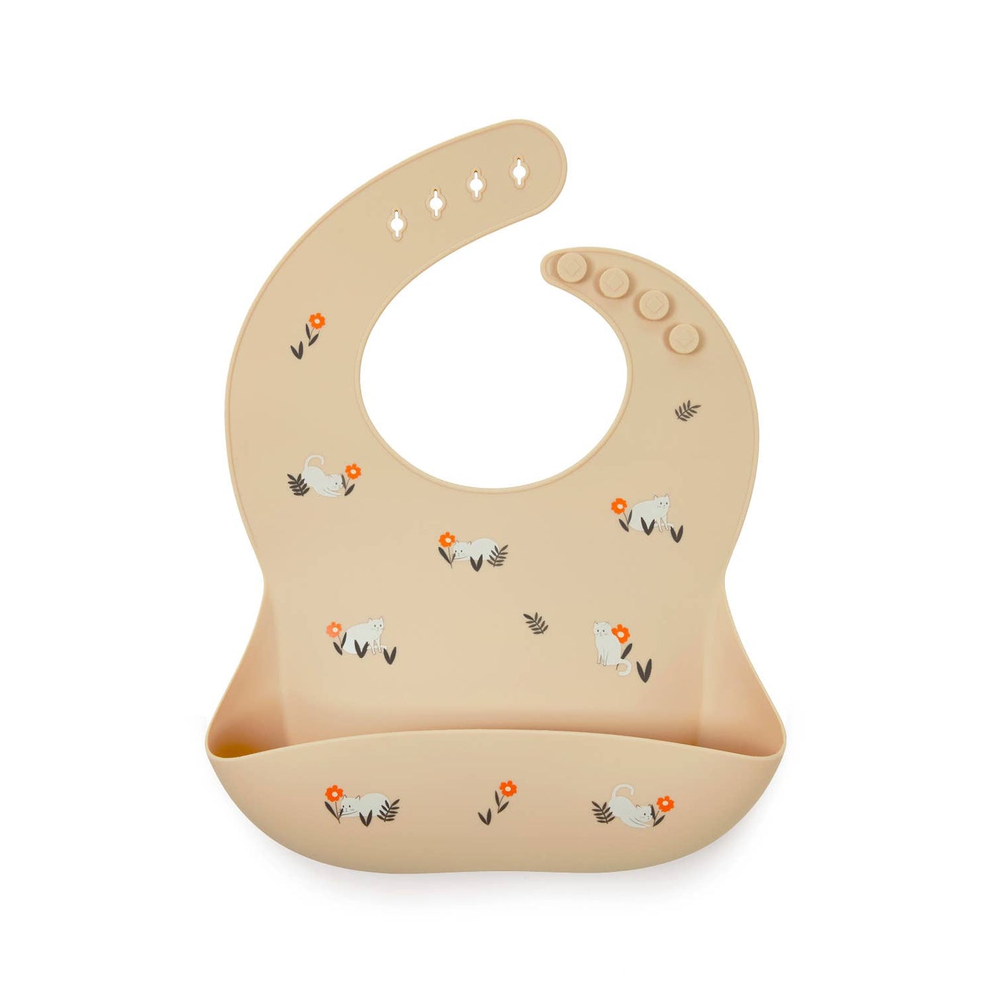 Bavoir en silicone Shayan Chats- crème