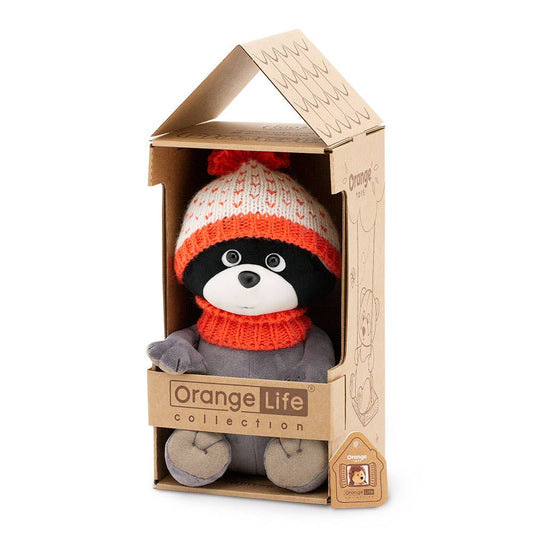 Denny le raton laveur en peluche : orange frais - 25 cm - 0+