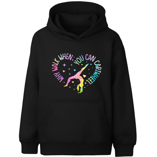 Sweat à capuche gymnastique – Fringoo Gymnastic for Cotton Rich Soft Hooded – Gymnastic CartWheel- noir