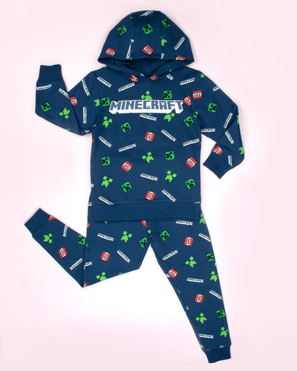 Minecraft Creeper Pattern Sweat à capuche – Navy