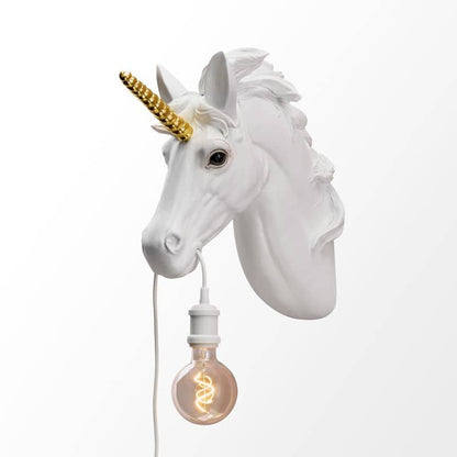 Applique murale Licorne Hugh Blanc-Or