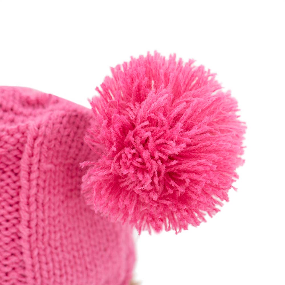 Peluche hérisson Fluffy avec bonnet à double pompons 15 cm
