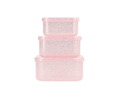 3 Boîtes Déjeuner Rose Pailleté