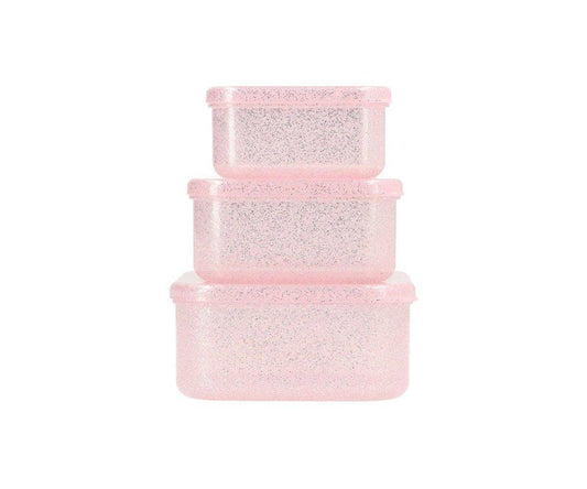 3 Boîtes Déjeuner Rose Pailleté
