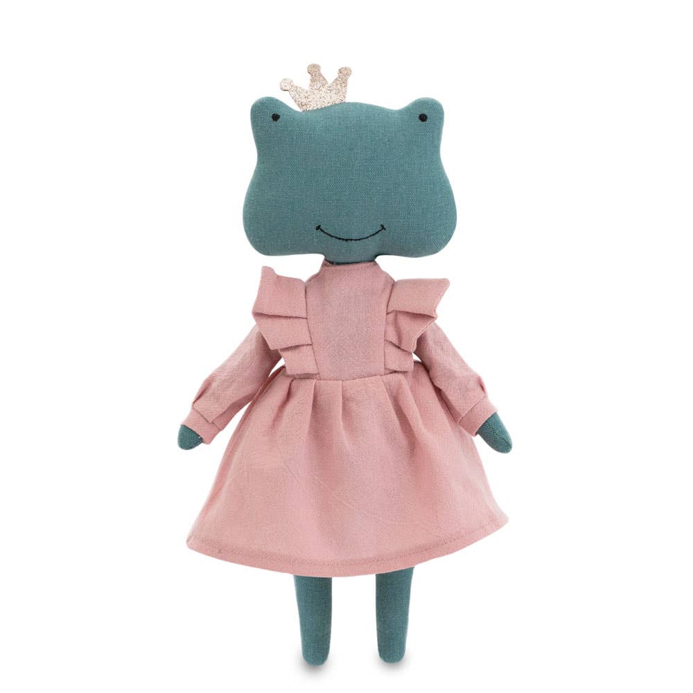 Peluche en coton Fiona la grenouille robe rose - 29 cm - 0+