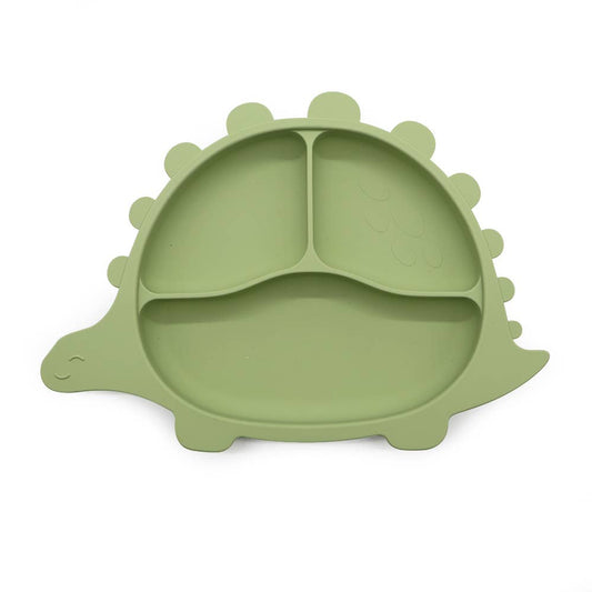 Assiette dinosaure avec ventouse - Vert Olive