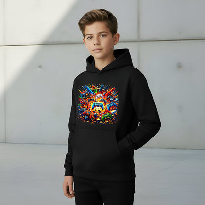 Sweat à capuche gaming – Fringoo gaming for Boys Cotton Rich Soft Hooded – Pads Explode noir