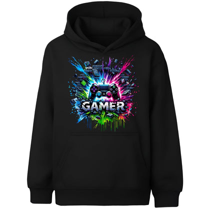 Sweat à capuche gaming – Fringoo gaming for Boys Cotton Rich Soft Hooded – gaming Splash noir