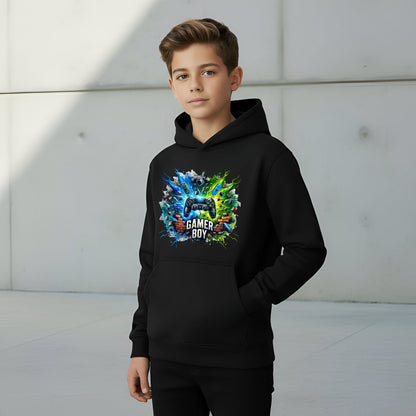 Sweat à capuche gaming – Fringoo gaming for Boys Cotton Rich Soft Hooded – gaming Boy Thunder noir