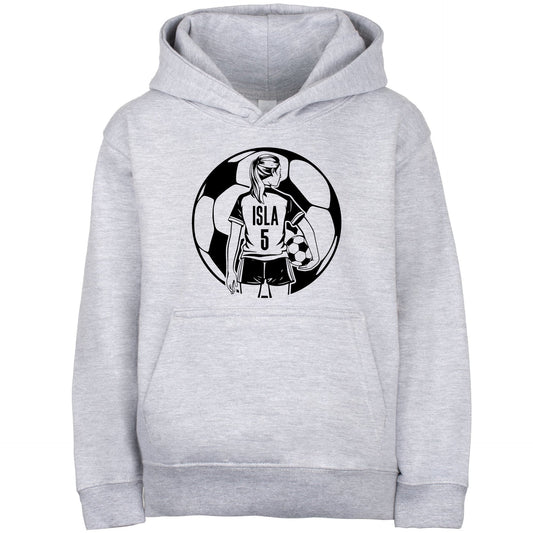 Sweat à capuche football – Fringoo football gris for Girls Cotton Rich Soft Hooded – football Ball Girls gris