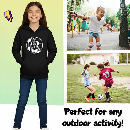 Sweat à capuche football – Fringoo football noir for Girls Cotton Rich Soft Hooded – football Ball Girls noir