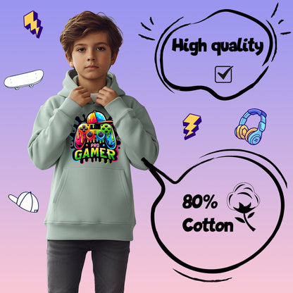 Sweat à capuche gaming – Fringoo gaming for Boys Cotton Rich Soft Hooded – Pro gaming vert