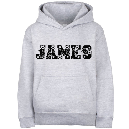 Sweat à capuche football – Fringoo football gris for Boys Cotton Rich Soft Hooded – football Alphabet gris