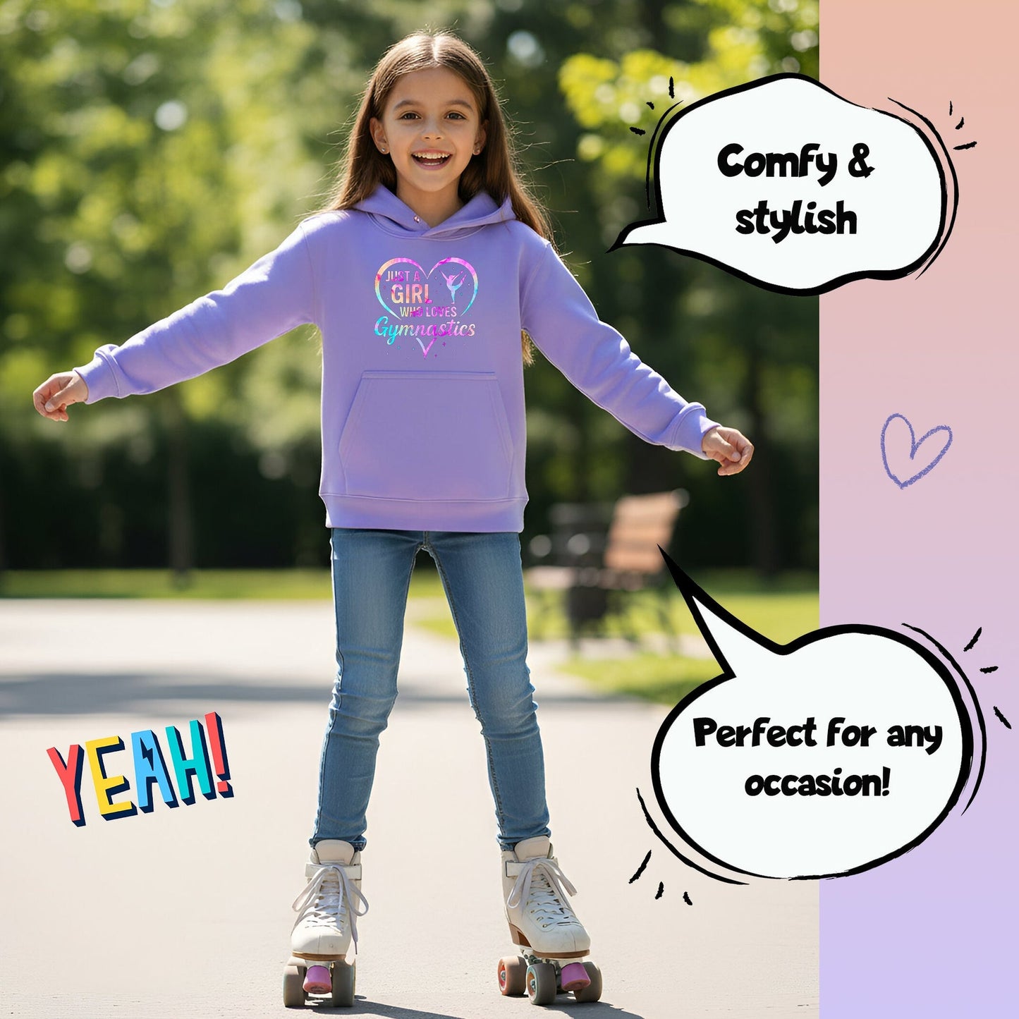 Sweat à capuche gymnastique – Fringoo Gymnastic for Cotton Rich Soft Hooded – Love Gymnastic violet