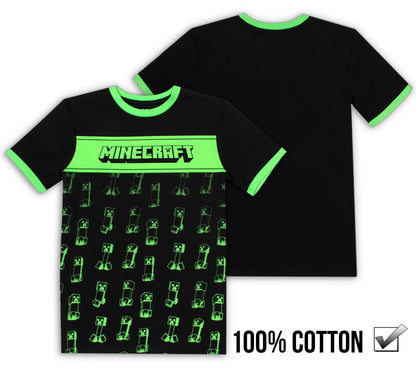 Minecraft Creeper T Shirt – noir & vert