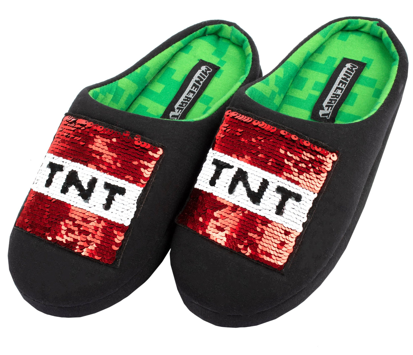 Minecraft à sequins Chaussons – Creeper & TNT Box