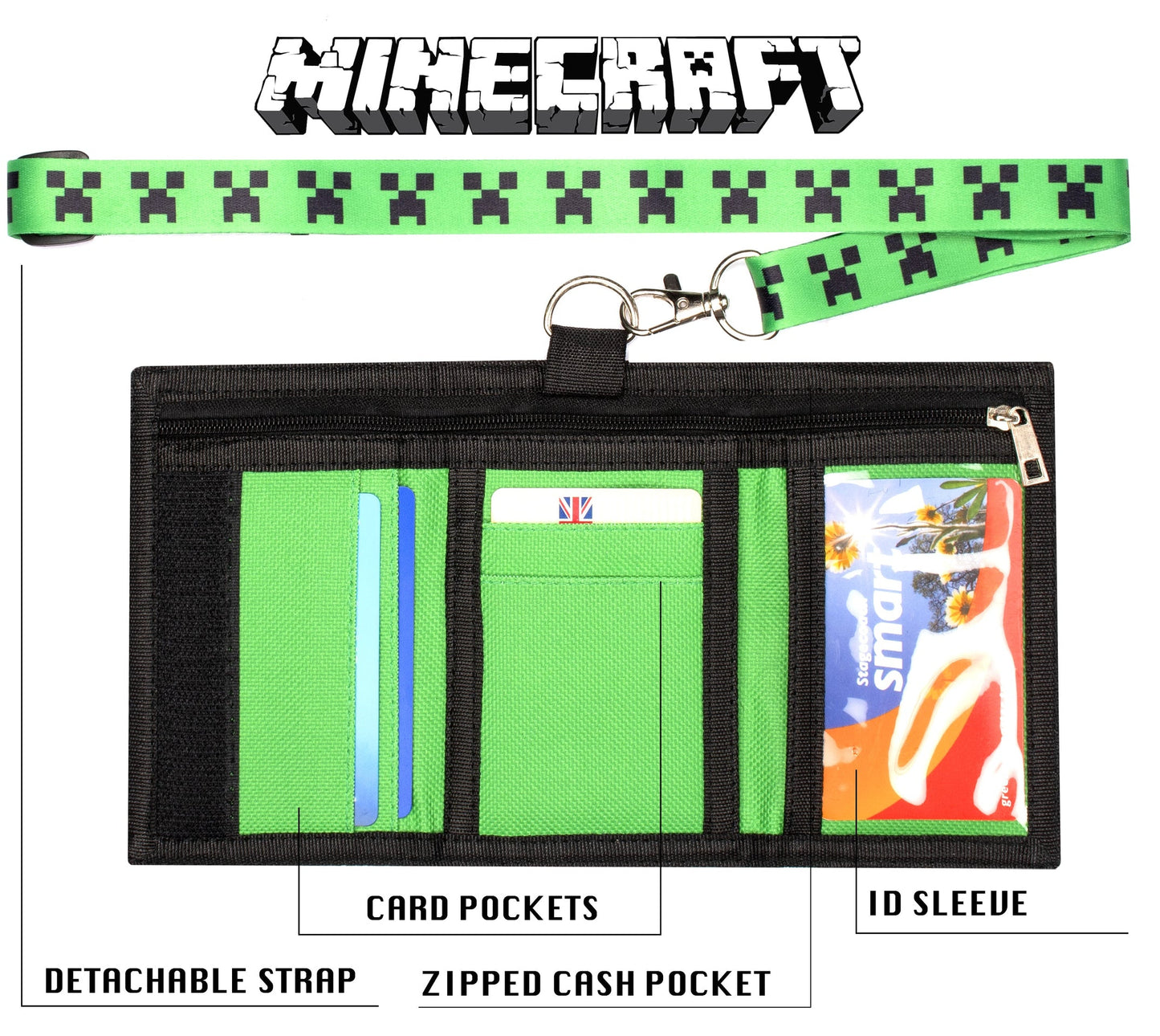 Minecraft enfant Portefeuille – vert Creeper